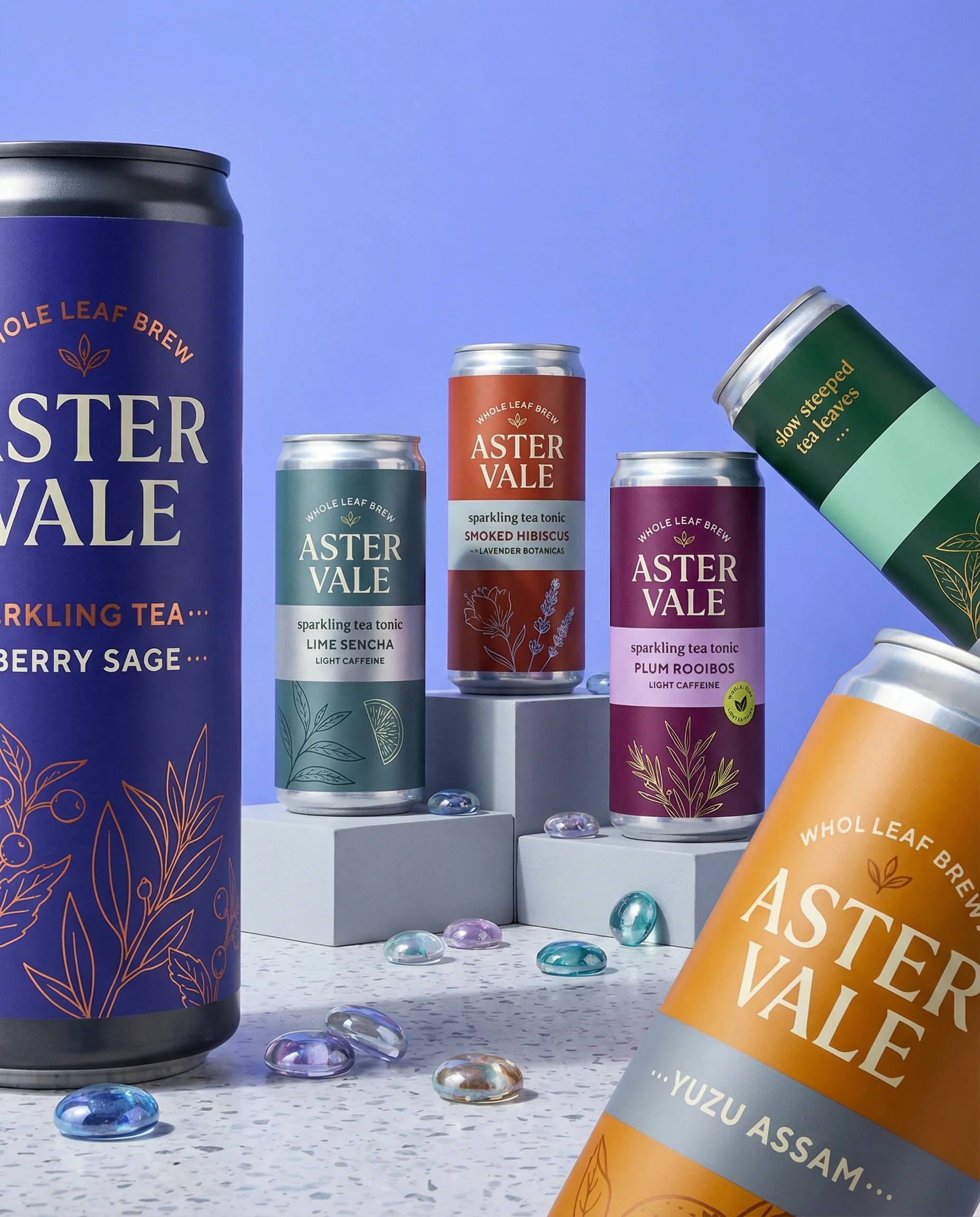 Sparkling Tea Can Collection scene example for Beverage Product Photography Ideas