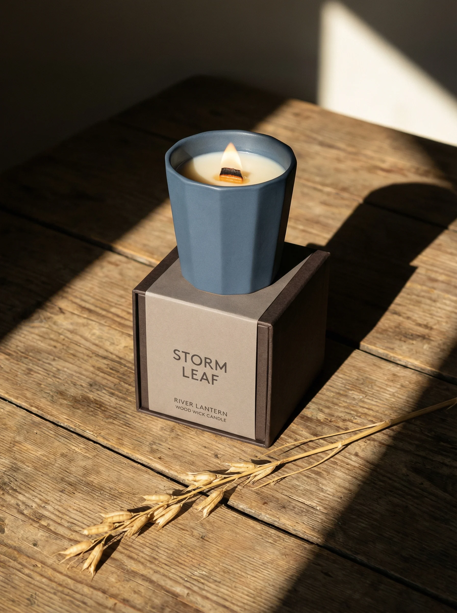 Sunlit Wood Wick Candle scene example for Candle Product Photography Ideas