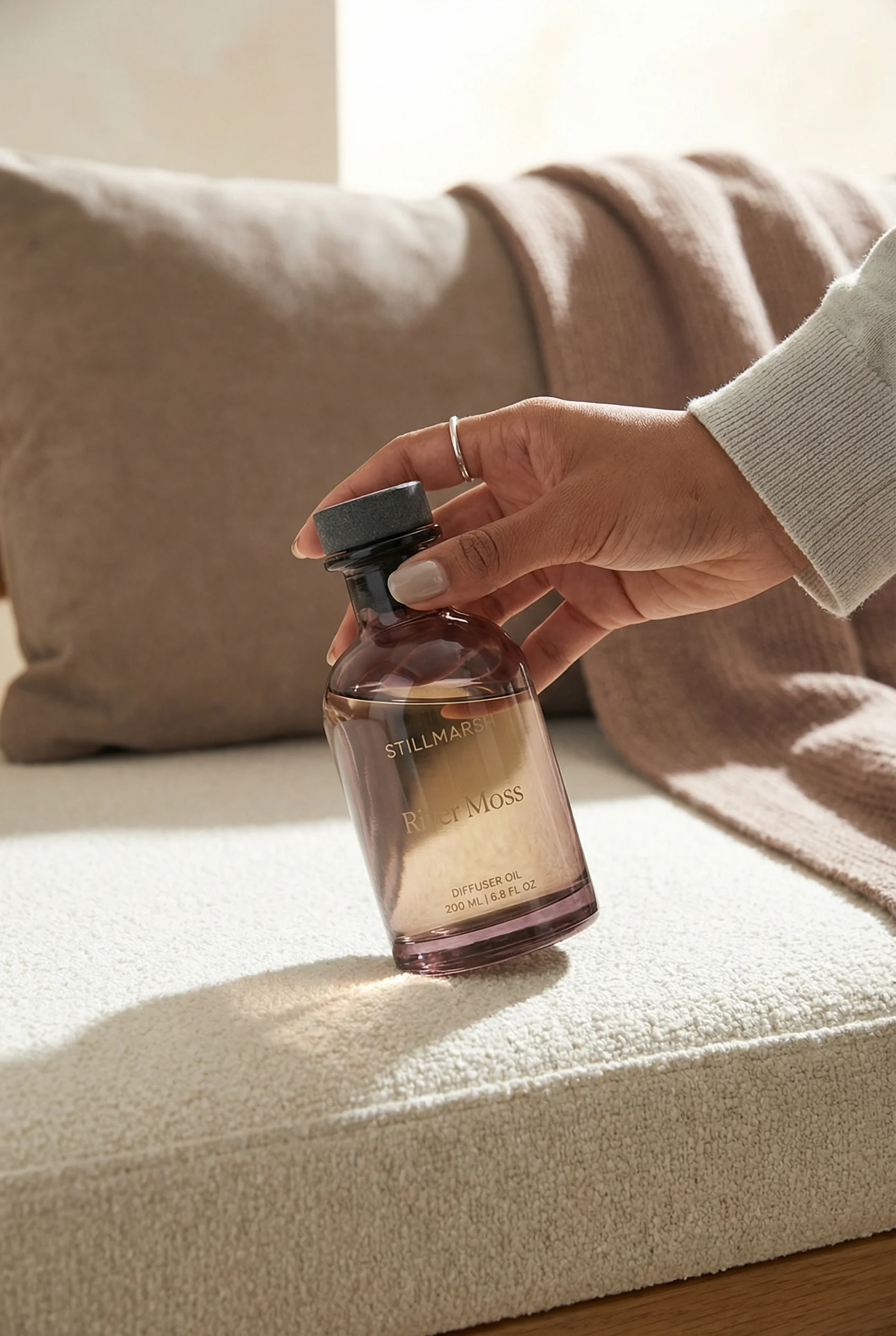 Sunlit Diffuser Hold scene example for Candle Product Photography Ideas