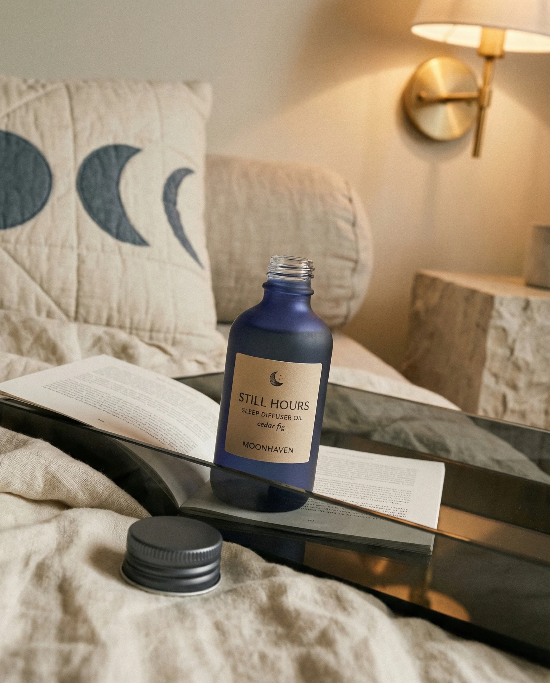 Bedside Diffuser Still Life scene example for Candle Product Photography Ideas