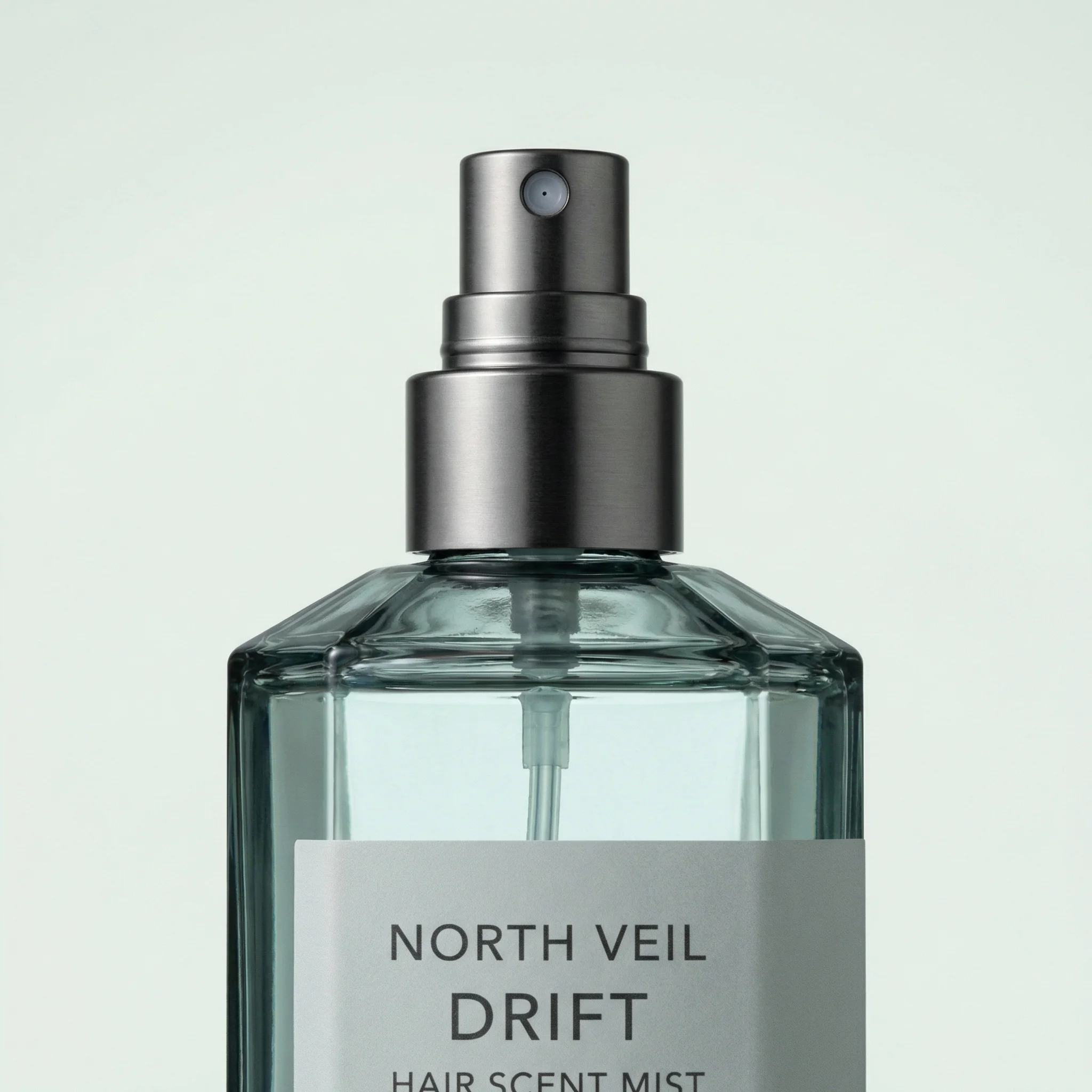 Close product detail image of a hair scent mist bottle