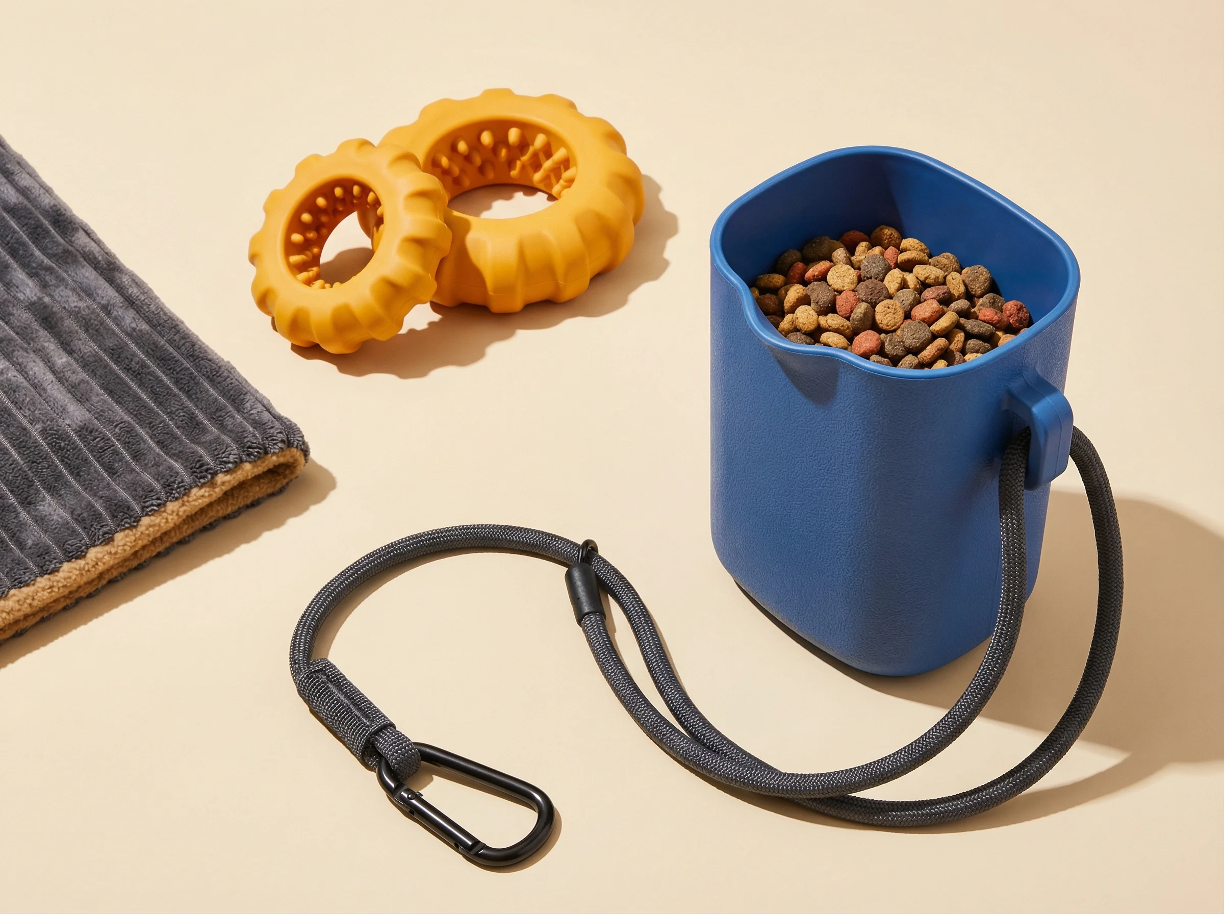 Pet Accessory Flat Lay scene example for Ecommerce Ad Creative Examples for Product Campaigns