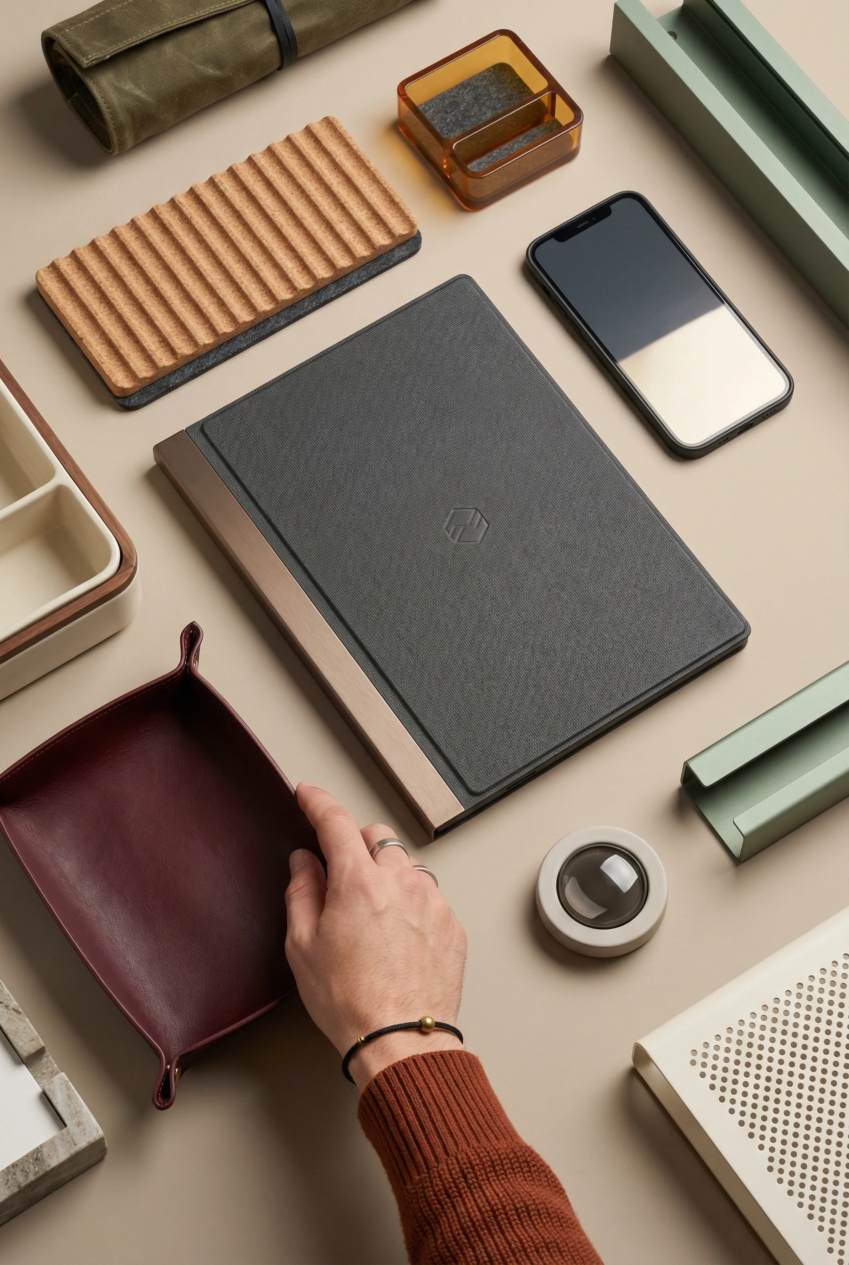 Modern Desk Tech Flatlay scene example for Flat Lay Product Photography