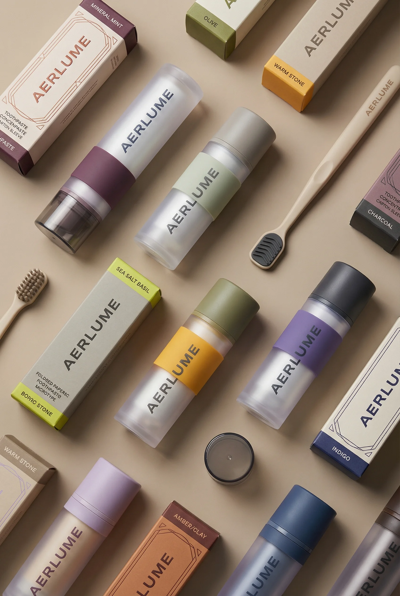 Aerlume Oral Care Flatlay scene example for Flat Lay Product Photography