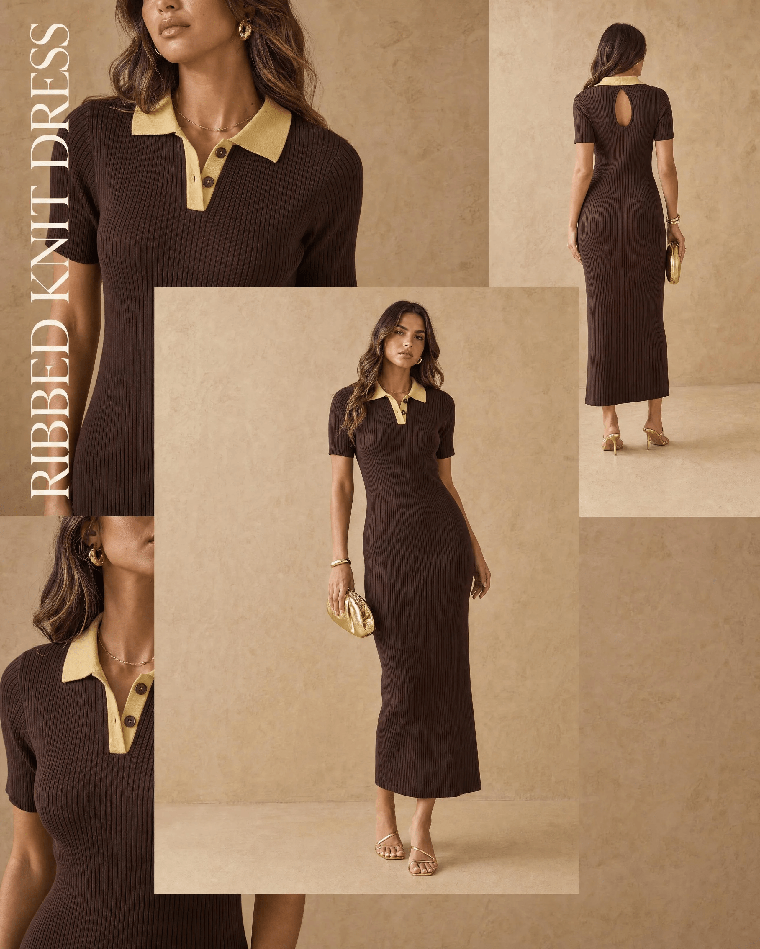 FONDA: Espresso, Head to Toe — Colorway collage — collar , back, front & clutch