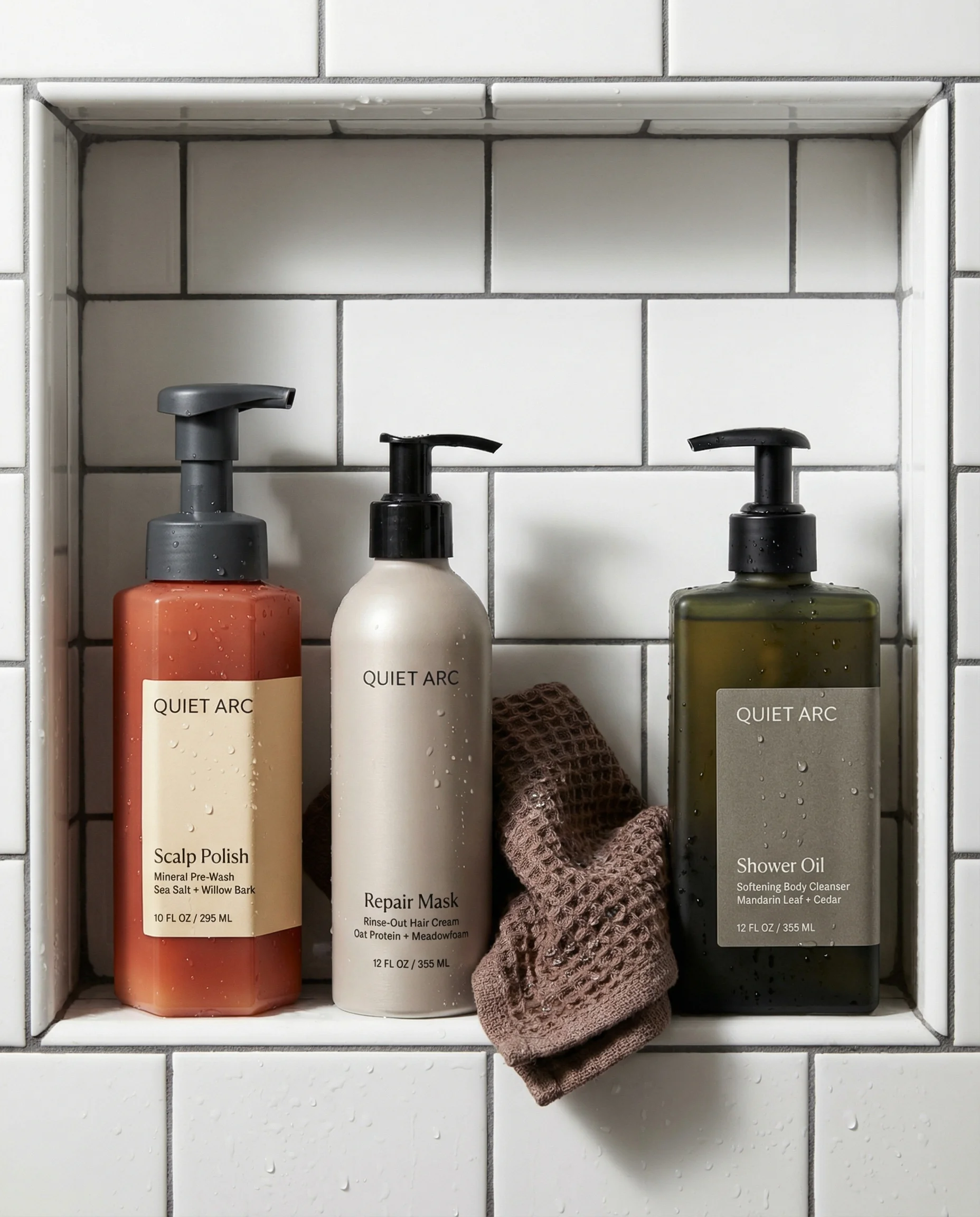 Shower Niche Essentials scene example for Haircare Product Photography Ideas