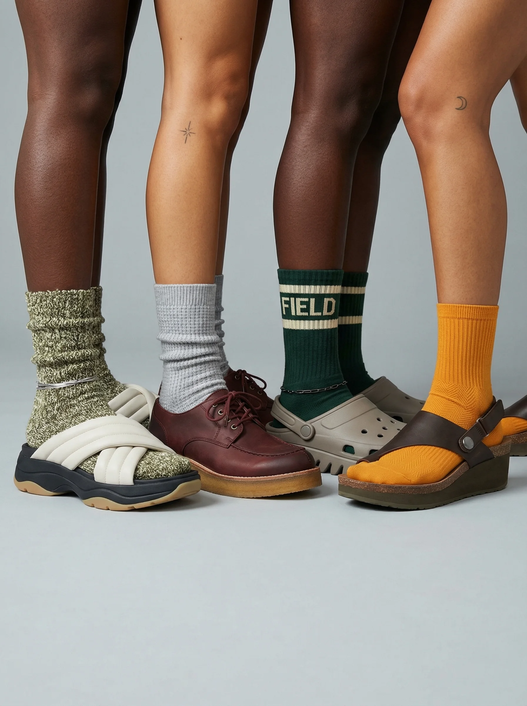 Editorial Footwear Lineup scene example for How to Scale Ecommerce Creative Production