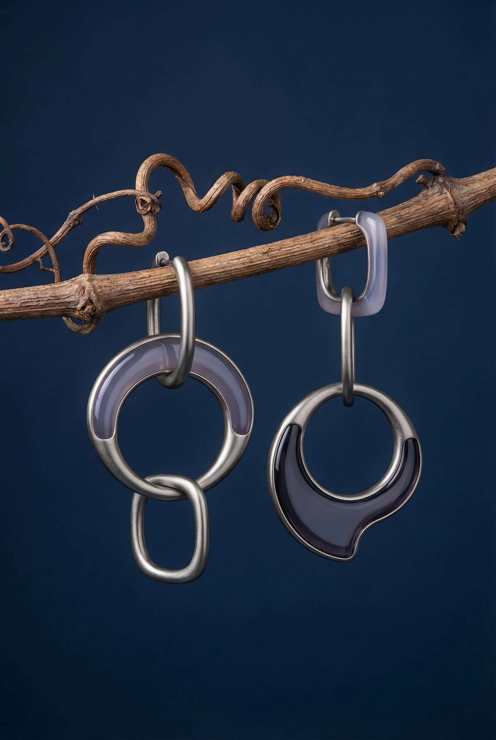 Sculptural Earrings on Vine scene example for Jewellery Product Photography Ideas