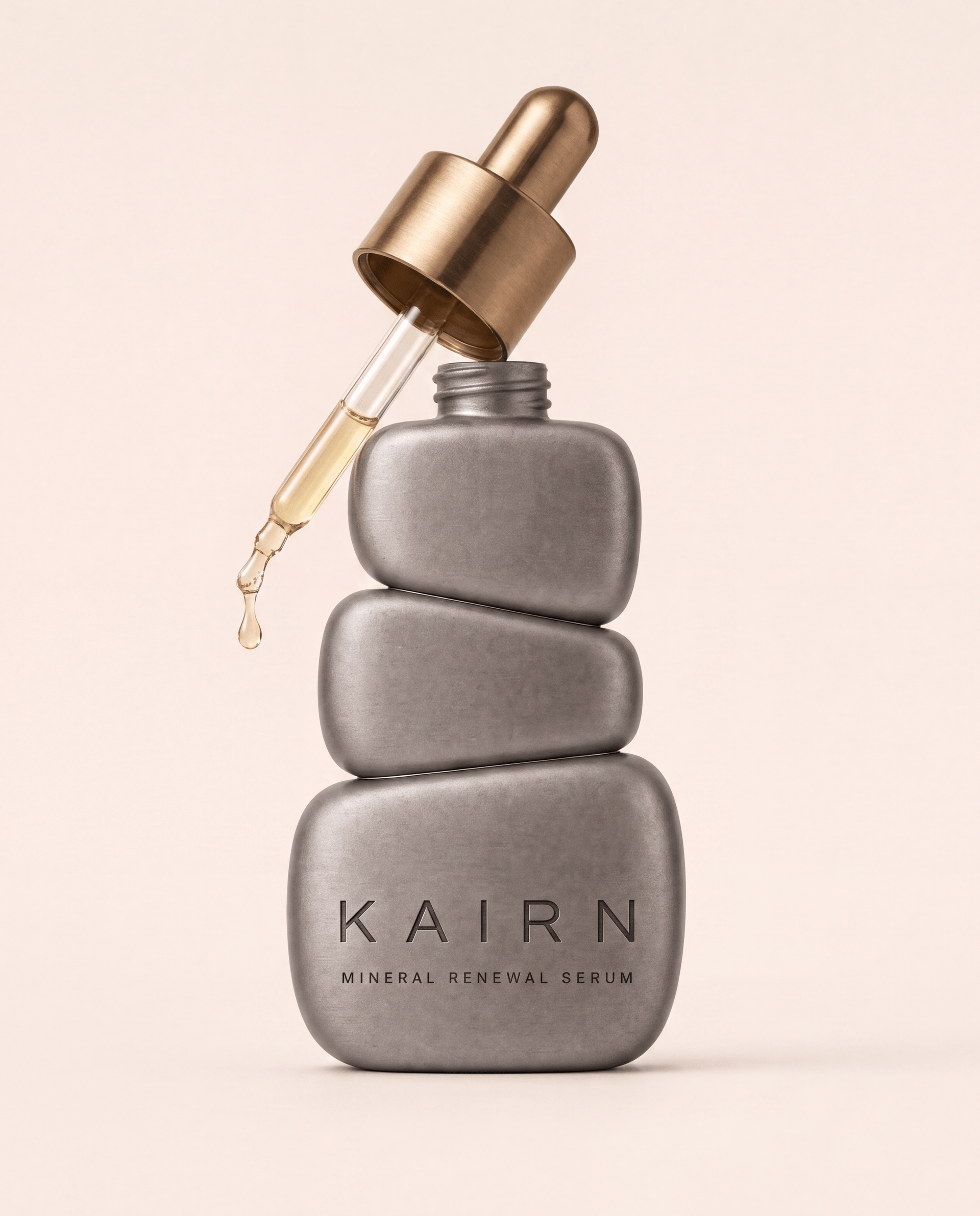 KAIRN: The First Drop — Cover — a single bead of serum caught mid-fall from the dropper