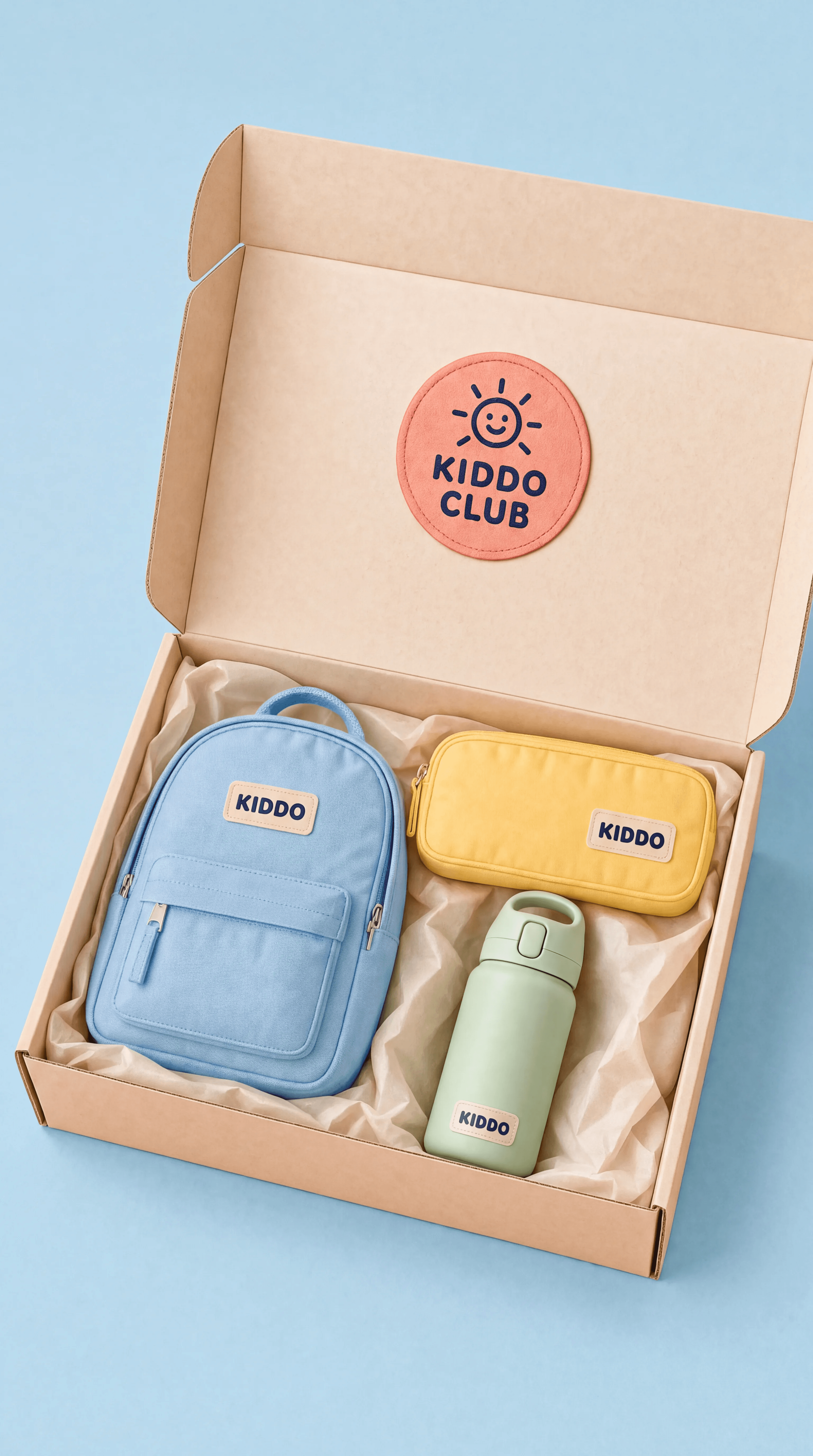 A hue-only sky-and-butter variation of the completed Gift Box Unboxing image.