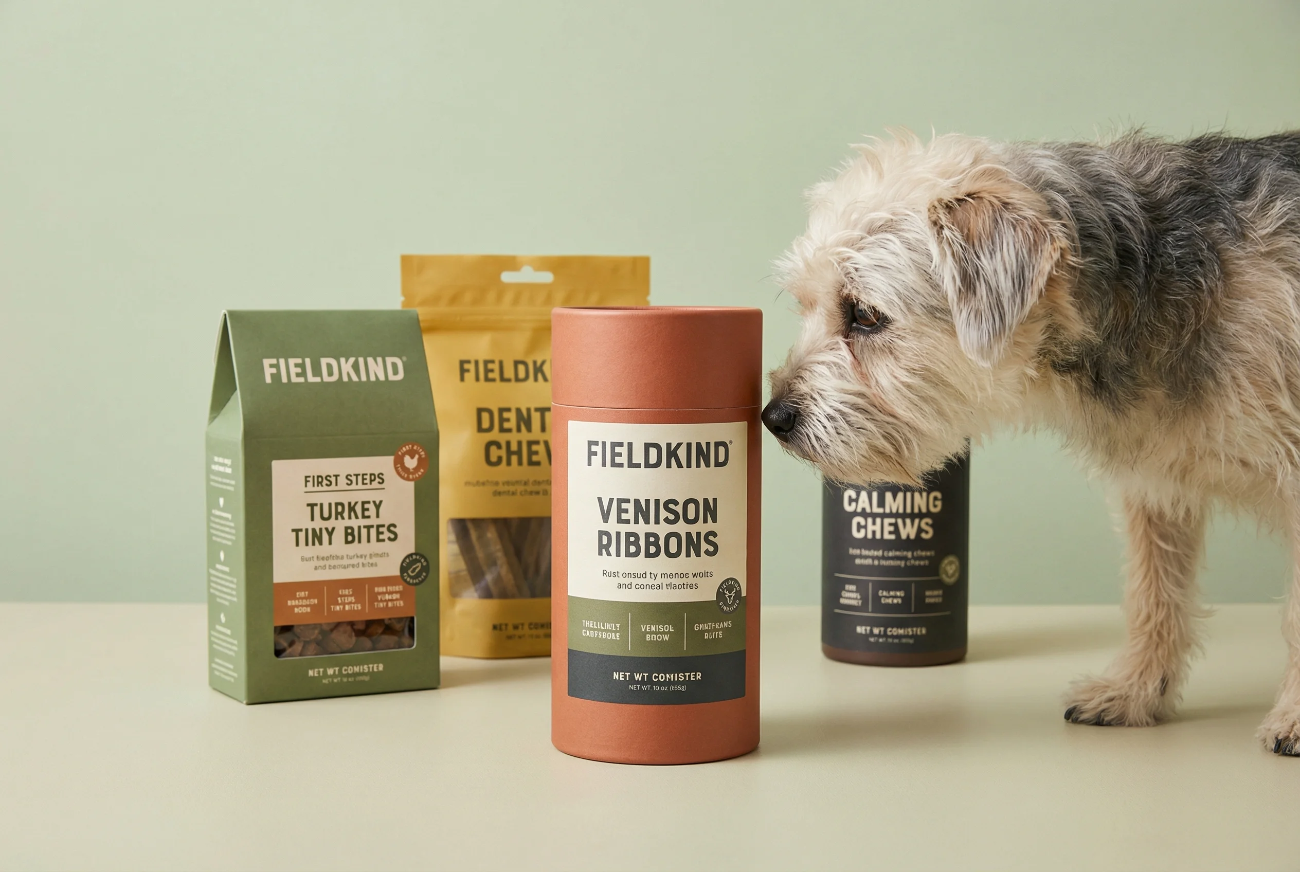 Dog Treats with Terrier scene example for Meta Ad Creative Examples for Ecommerce Brands