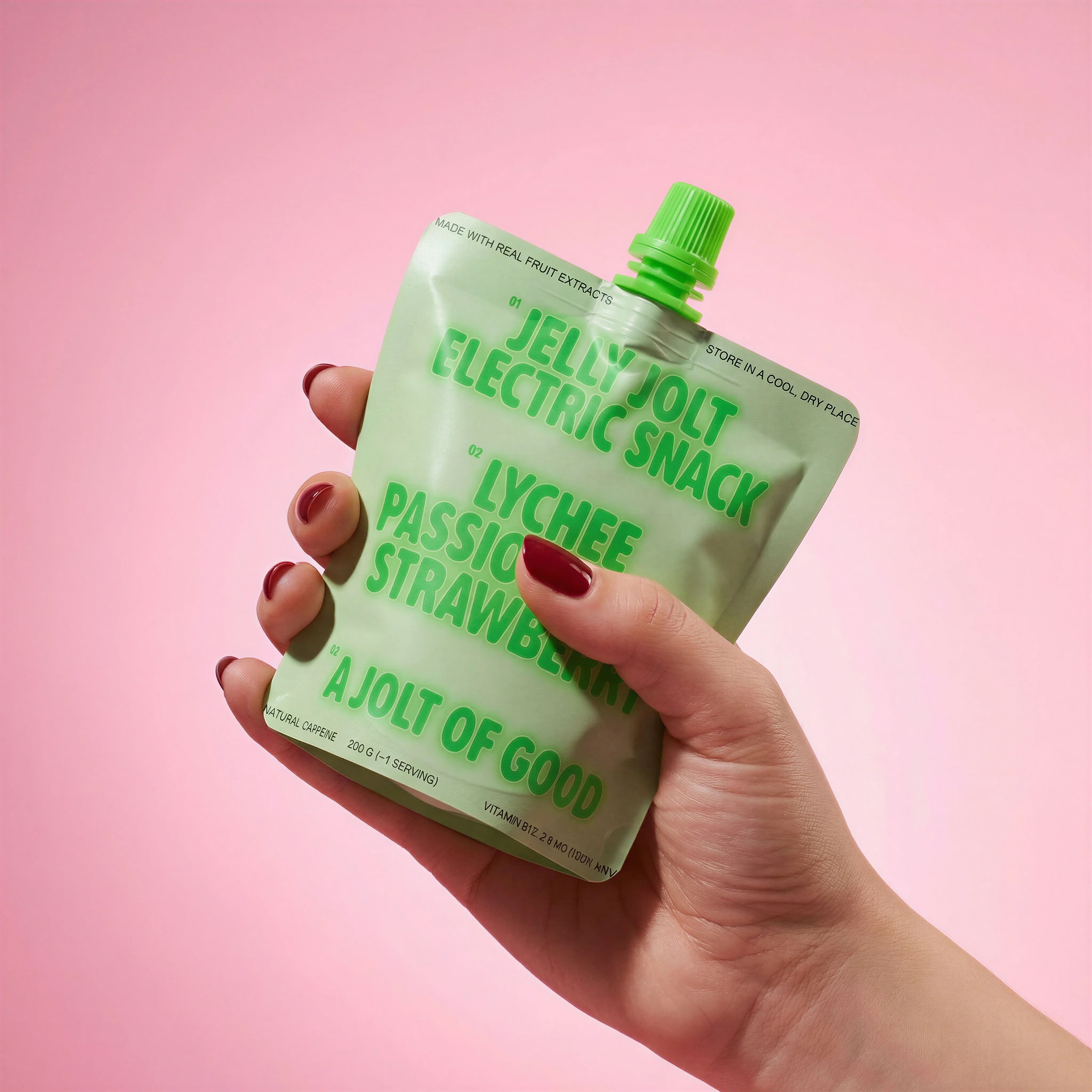 Snack Pouch in Hand scene example for Product-in-Hand Photography