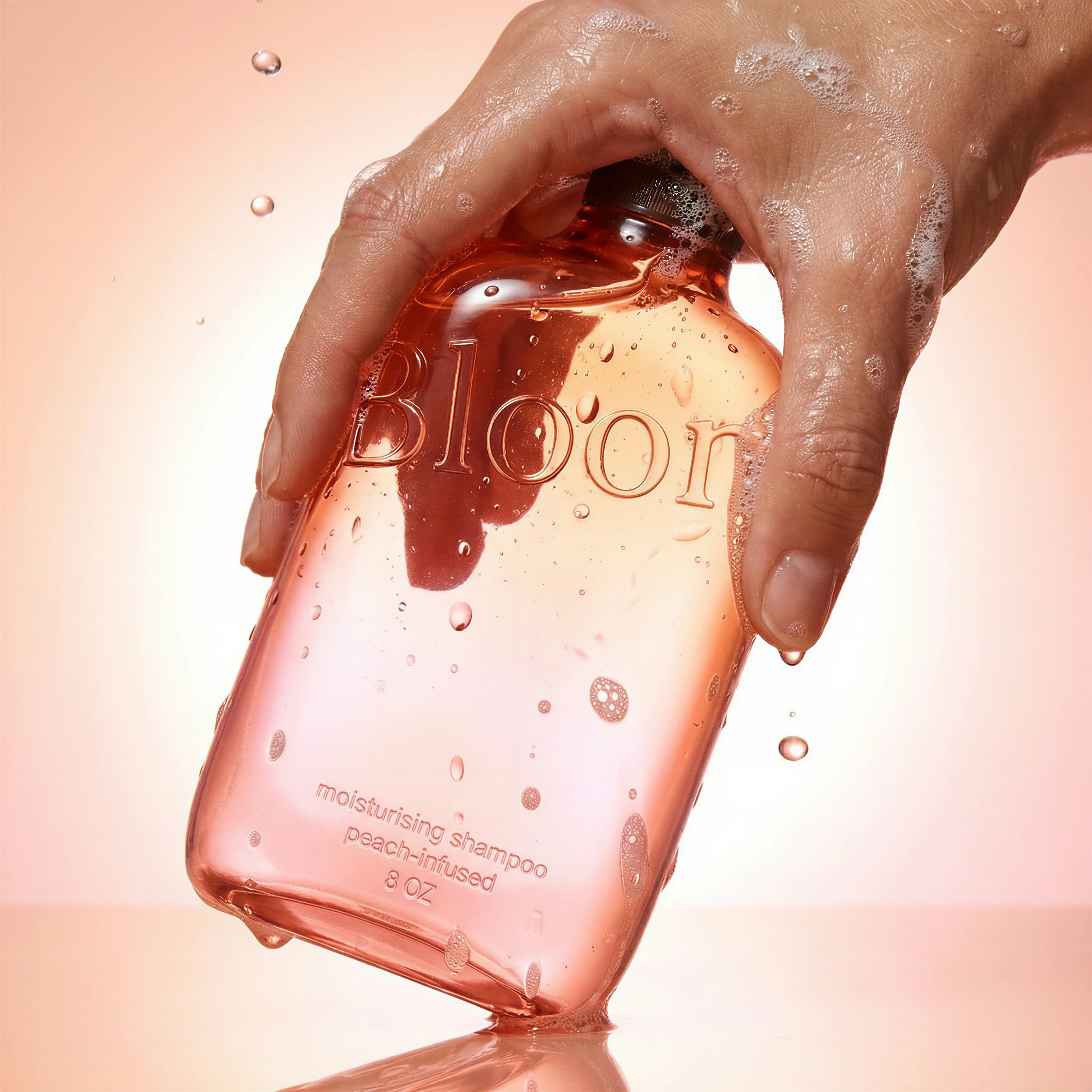 Shampoo In Hand scene example for Product-in-Hand Photography
