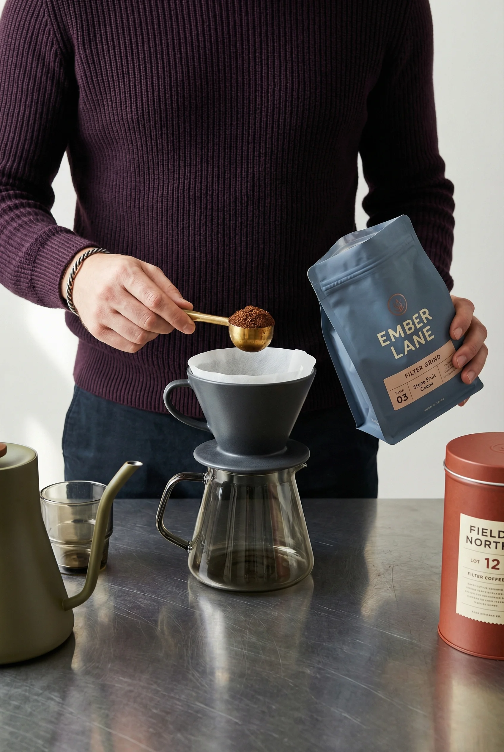 Handheld Pour Over Coffee scene example for Product Photography Cost Guide for Ecommerce Teams