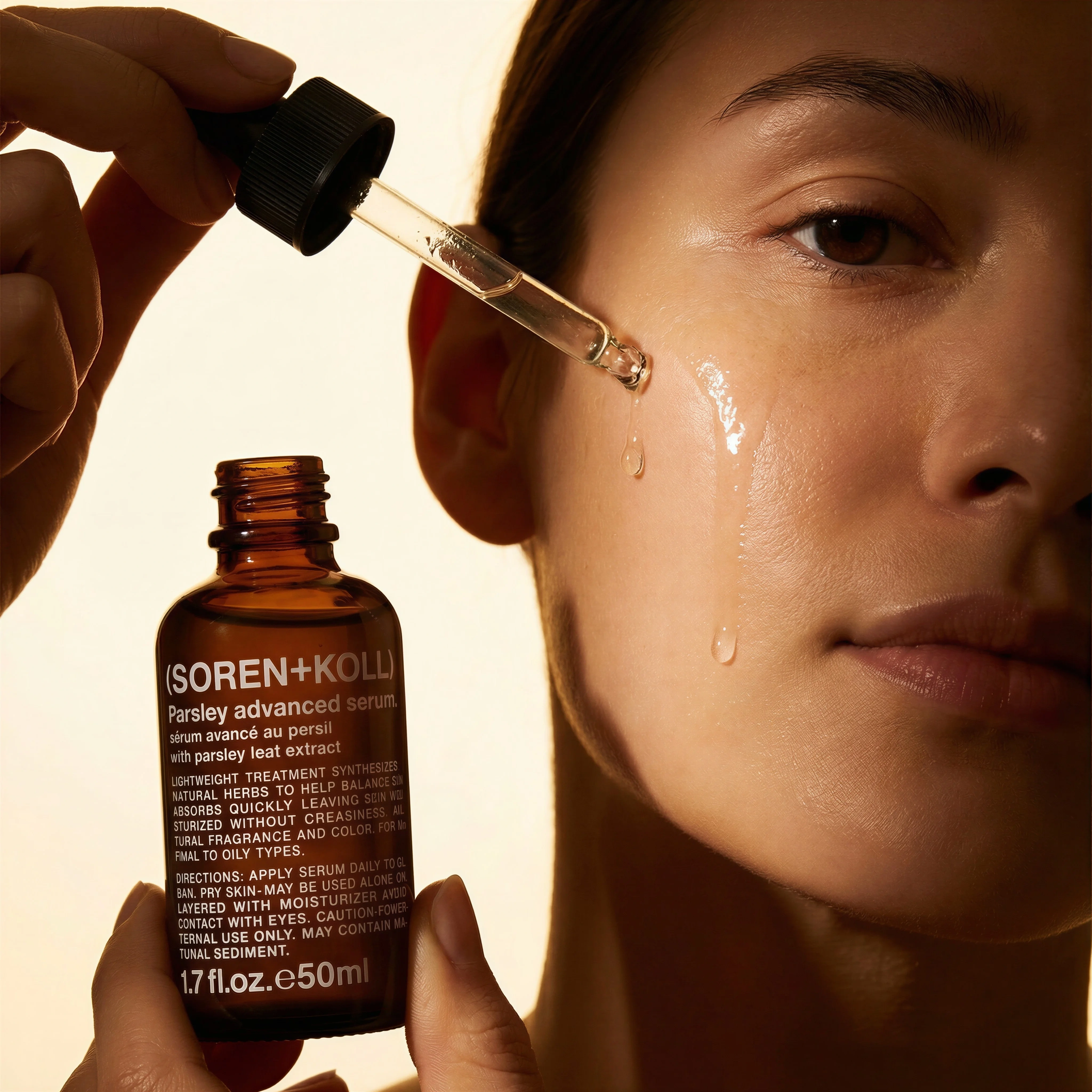 Serum Application Closeup scene example for Skincare Product Photography Ideas