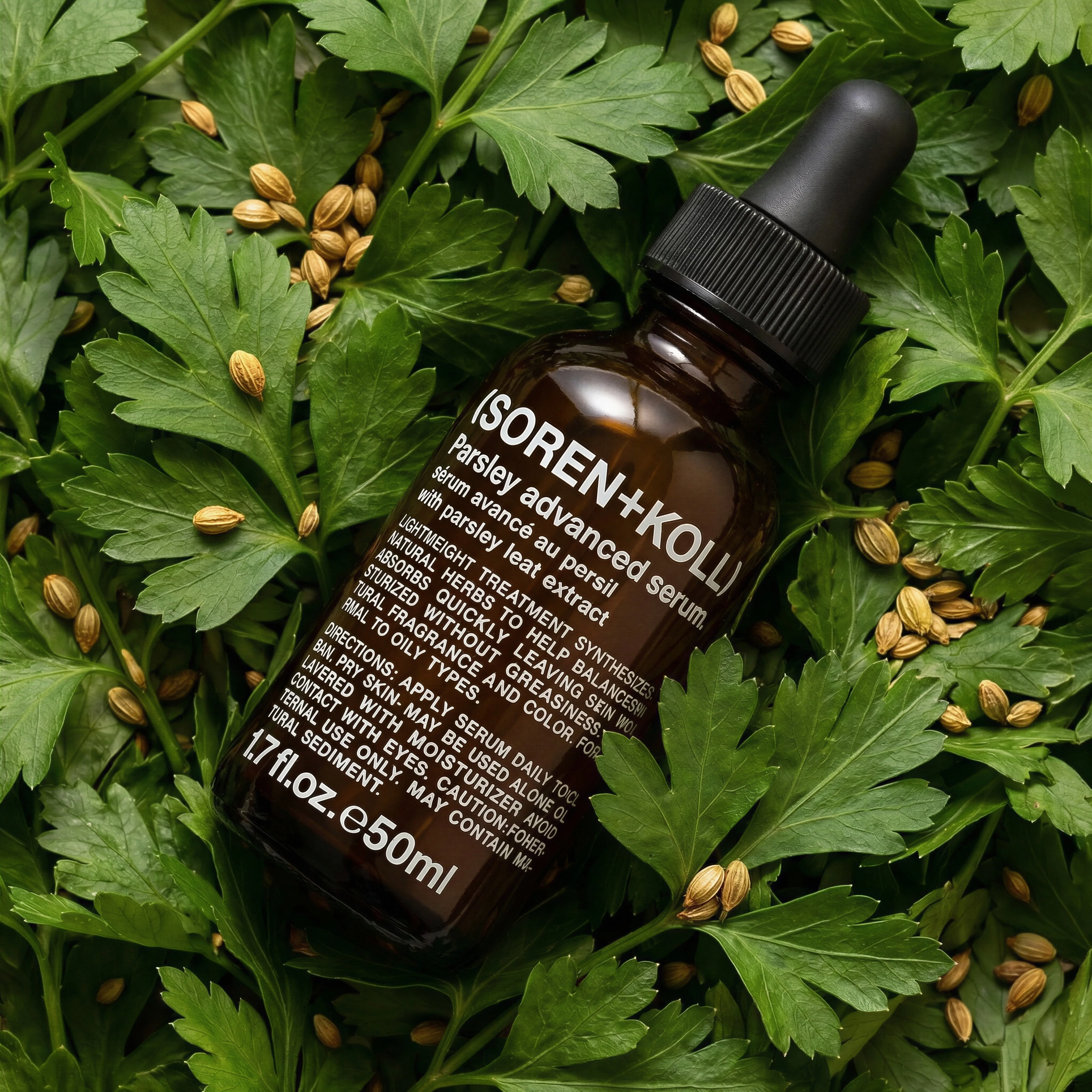 Herbal Serum Flatlay scene example for Skincare Product Photography Ideas