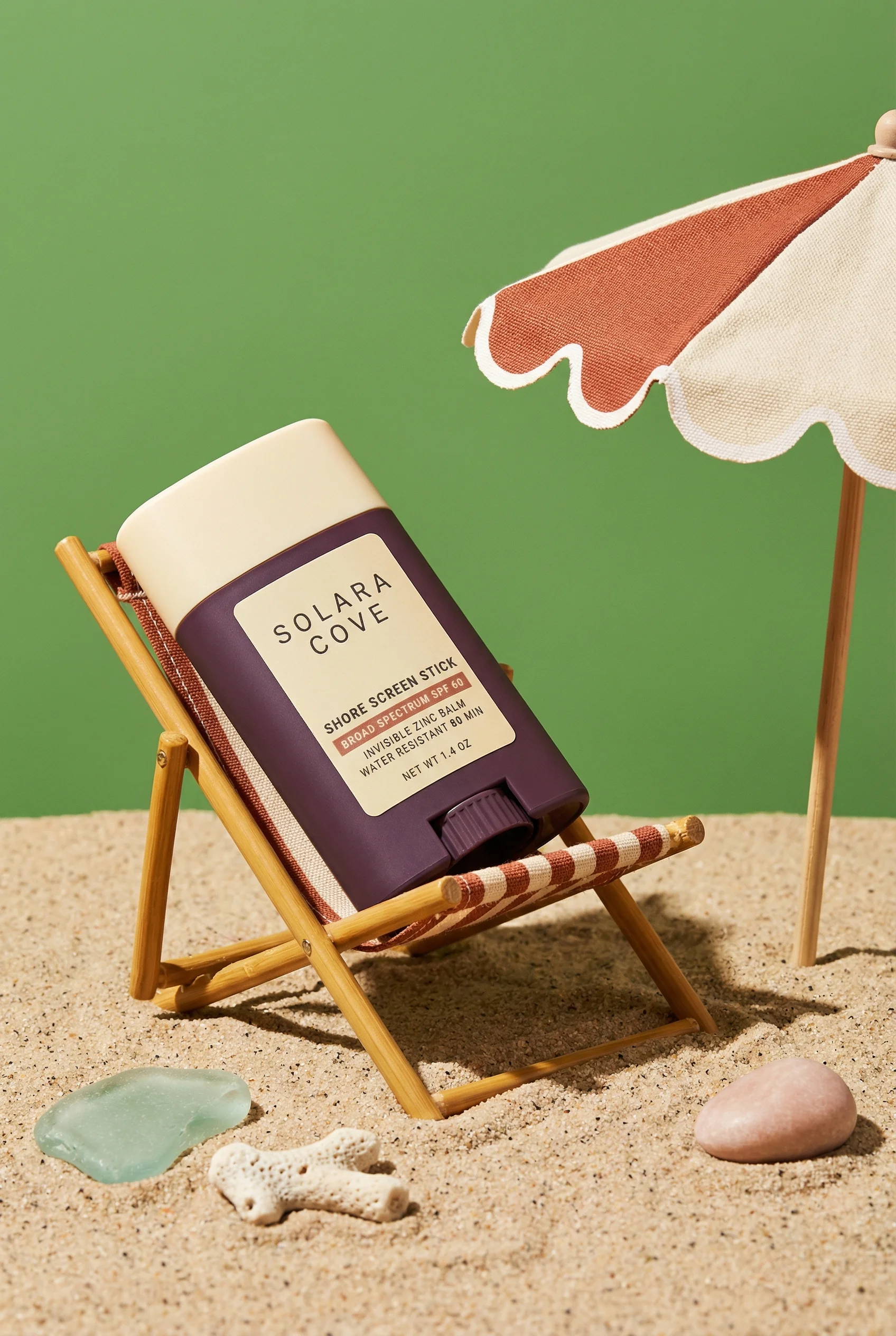 Mini Beach Sunscreen scene example for Skincare Product Photography Ideas