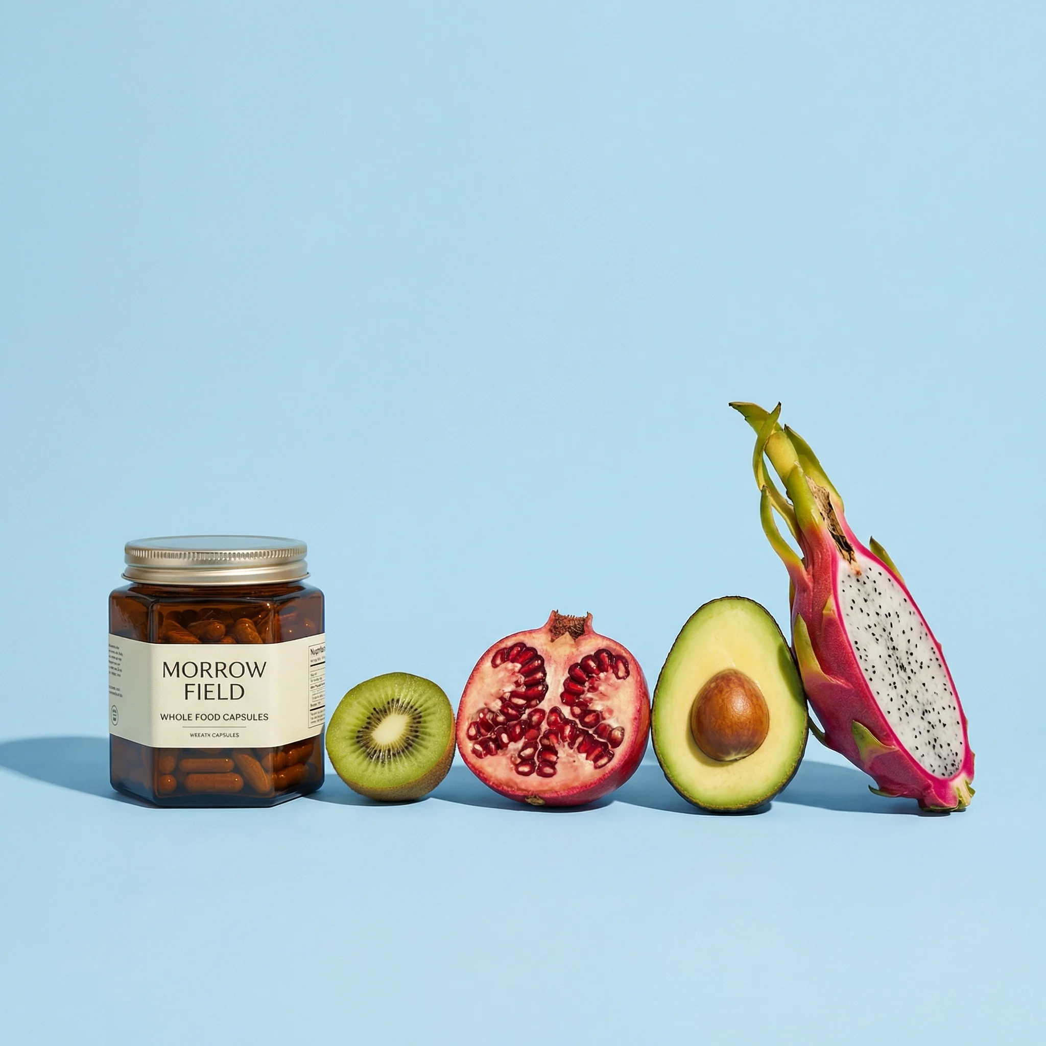 Supplement With Fresh Ingredients scene example for Supplement Product Photography Ideas