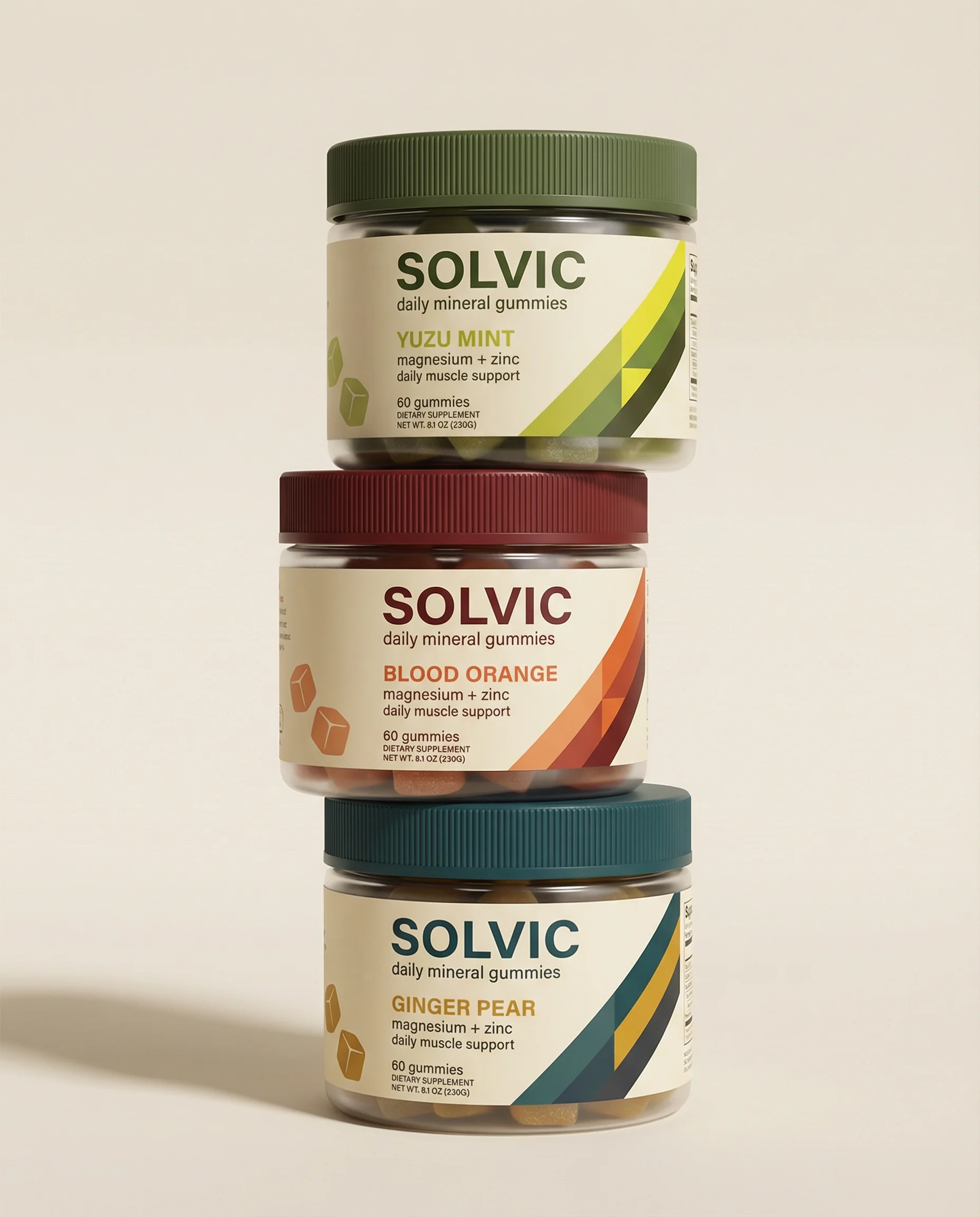 Stacked Supplement Jars scene example for Supplement Product Photography Ideas