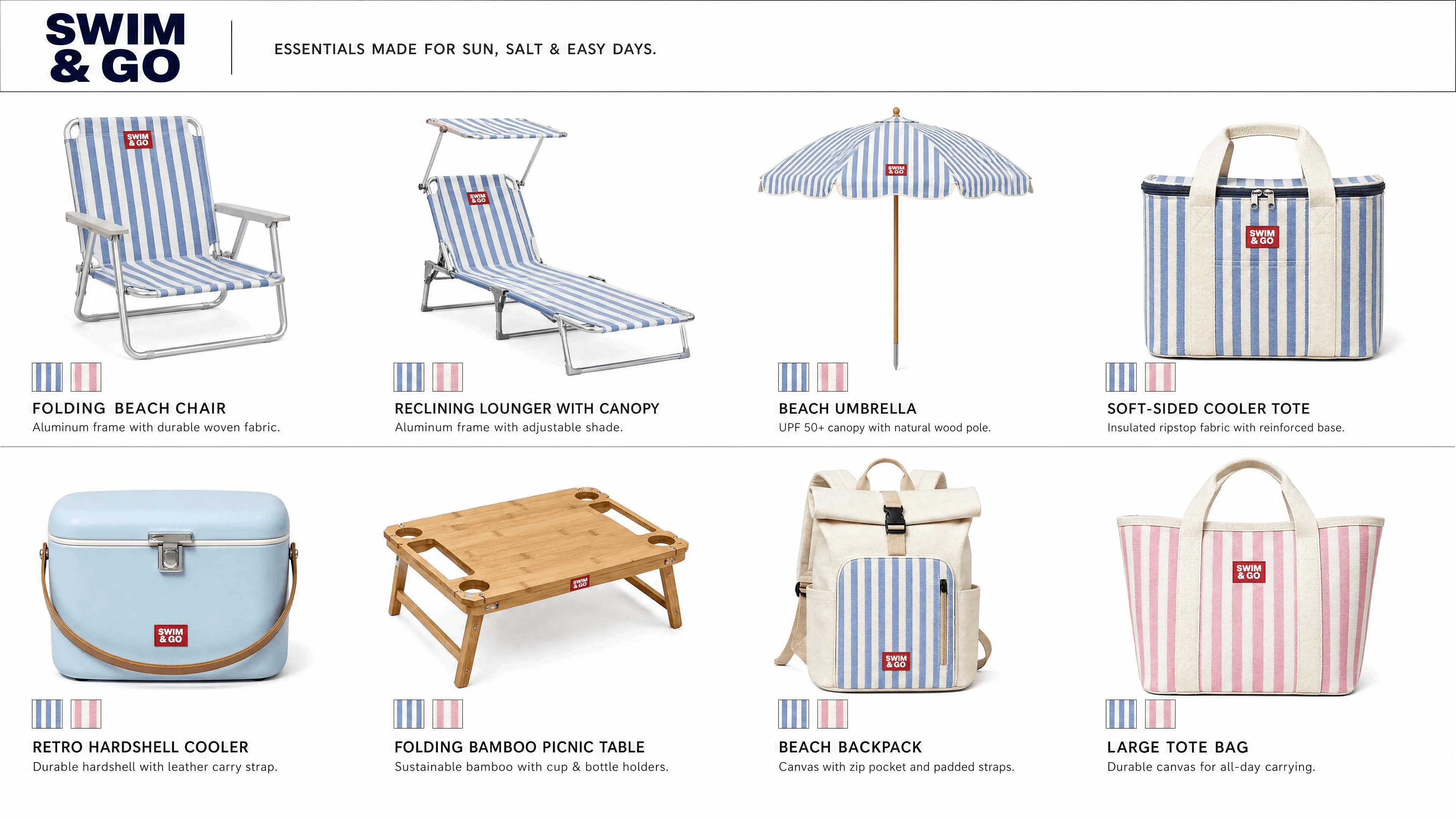 SWIM & GO large-accessories reference sheet