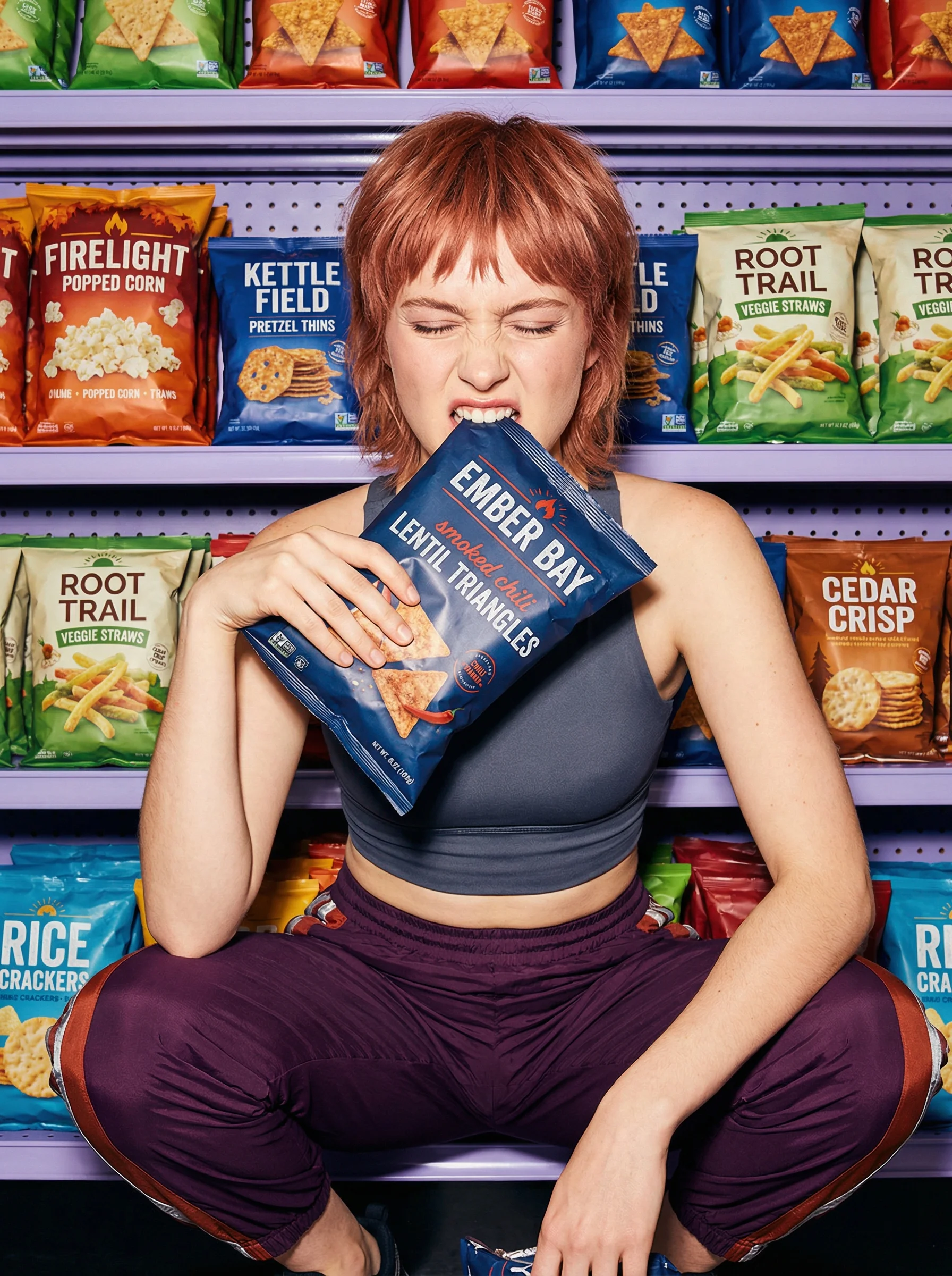 Snack Aisle Bite scene example for TikTok Product Ad Examples for Ecommerce Teams