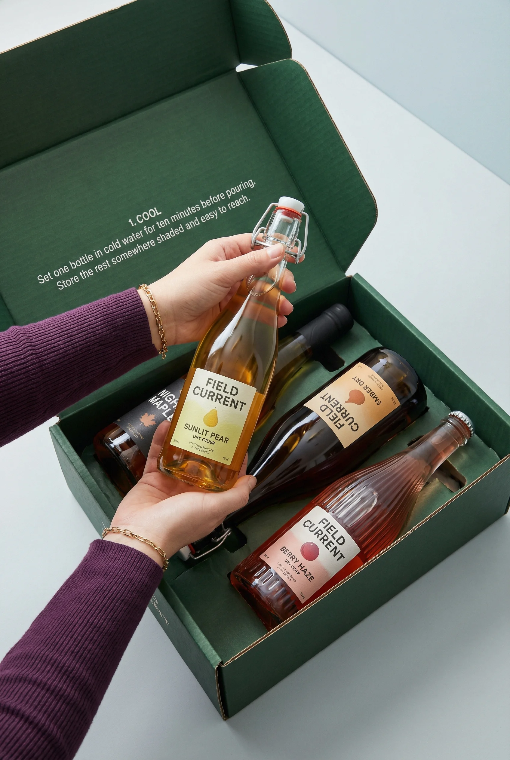 Cider Box Unboxing scene example for UGC-Style Product Photography
