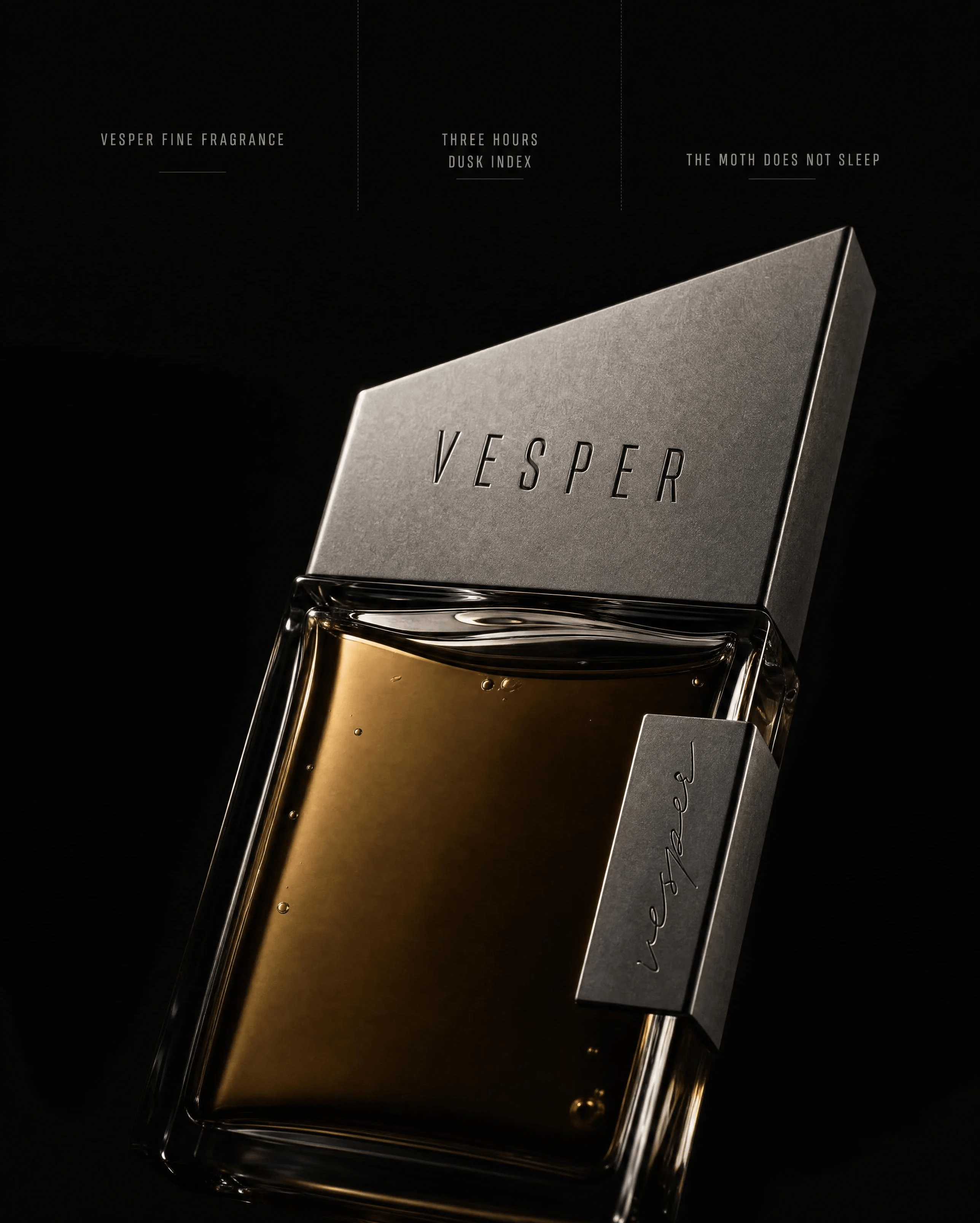 VESPER: The Angle — Steep editorial tilt with a technical index overlay