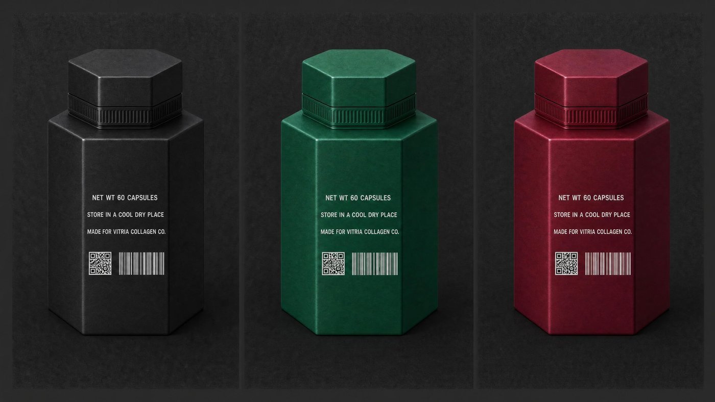 VITRIA: Back Of House — The back-label system across all three colorways