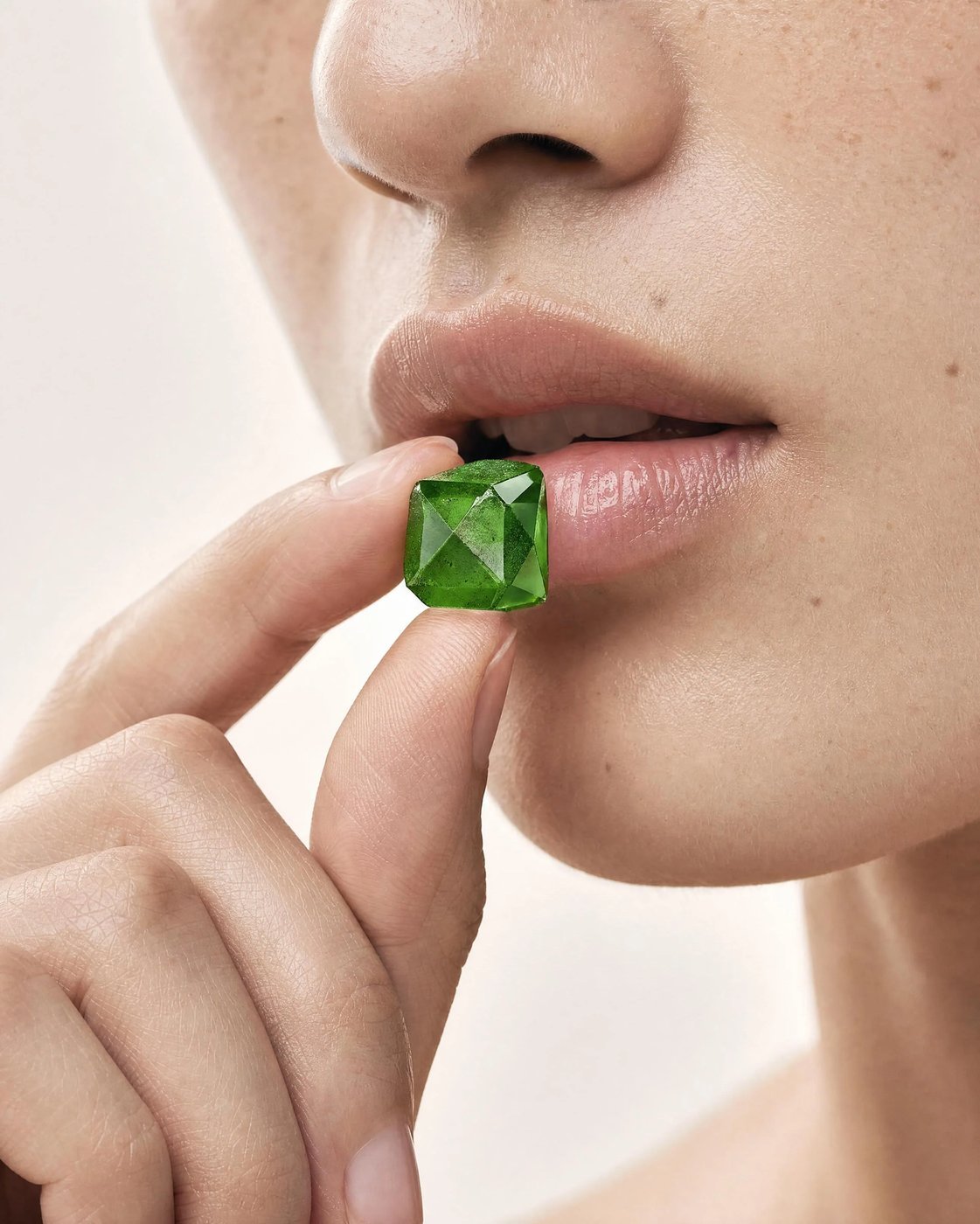 VITRIA: A Tactile Experience — A gummy pressed to the lip line
