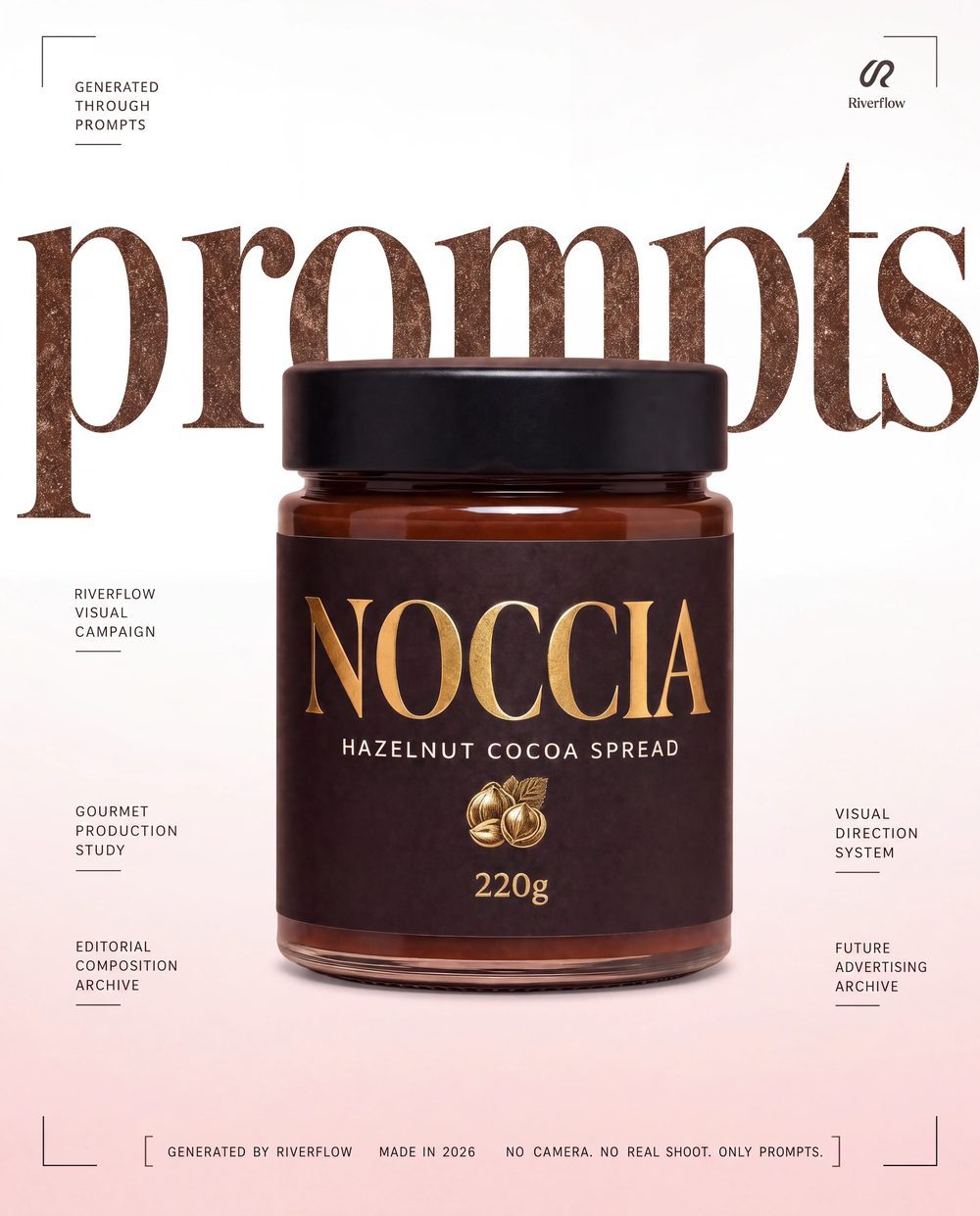 NOCCIA hazelnut-cocoa spread jar on an editorial prompts poster